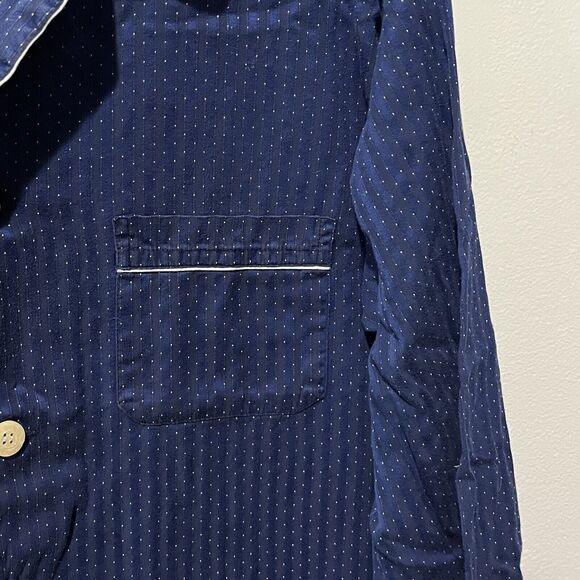 Derek Rose Pajama Top Mens XL Blue White Striped Cotton Long Sleeve Button Up - Picture 5 of 8